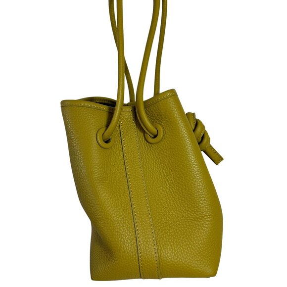 VASIC Bond Mini Tote Bag LEATHER Sacoche Yellow Chartreuse Green Knotted - Picture 4 of 13